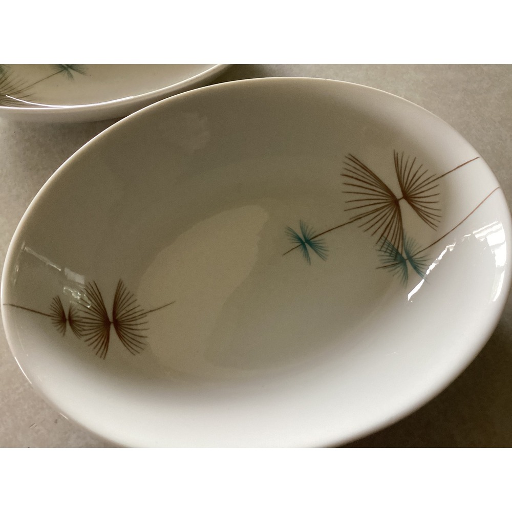 Caribe Casual Carlos Montes G San Juan MCM Oval Bowls Set of 2 White Turquoise - Picture 3 of 6